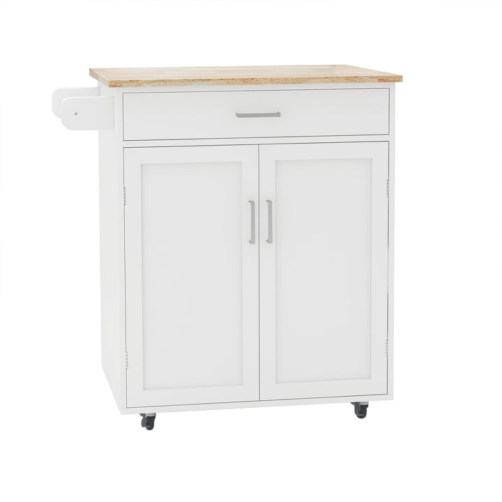 Bybafun White Mdf Base with Mdf Wood Top Rolling Kitchen Cart (17.7-in x 32.9-in x 36-in)