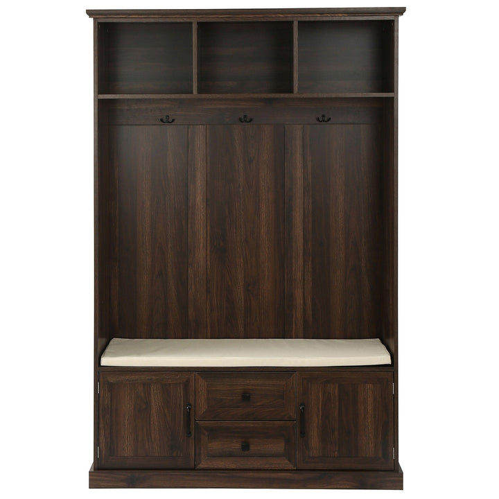 Bybafun Midcentury 47.2-in Brown Wood Hall Tree