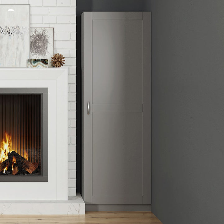 Estate 23.75-in W x 70.375-in H Wood Composite Gray Wall-mount Utility Storage Cabinet