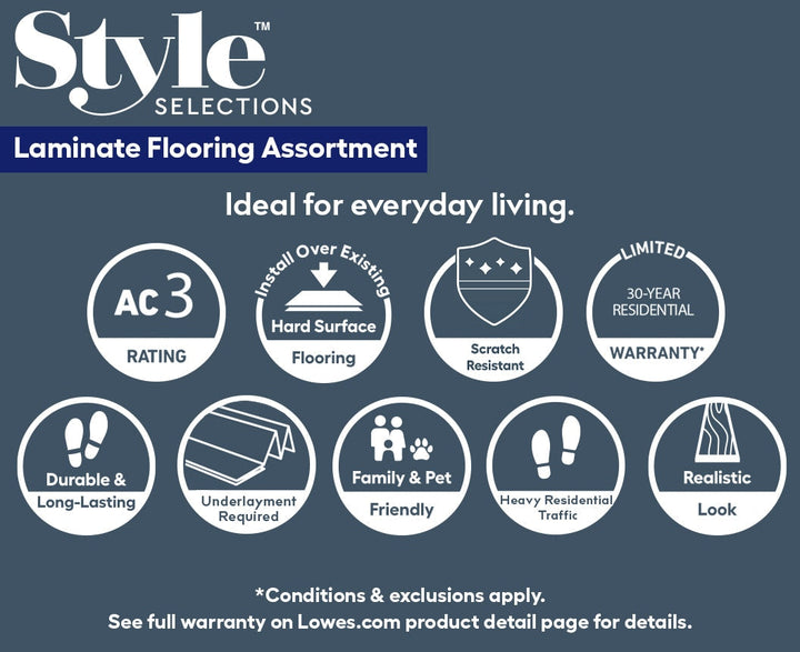 Style Selections Warm Honey Oak 7-mm T x 8-in W x 48-in L Wood Plank Laminate Flooring (23.91-sq ft / Carton)