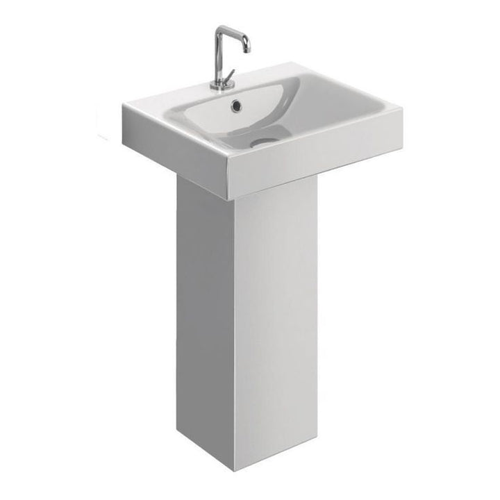 WS Bath Collections Momento Bathroom Pedestal in Ceramic White
