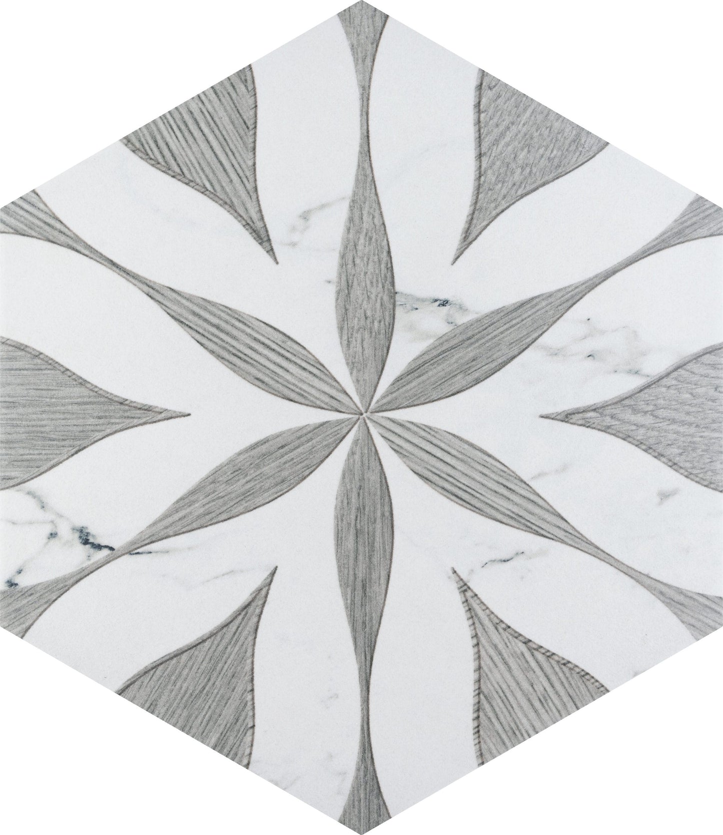 Affinity Tile Llama Flower Loire Silver Smoke 9-in x 10-in Multi-finish Porcelain Patterned Hexagon Floor and Wall Tile product image