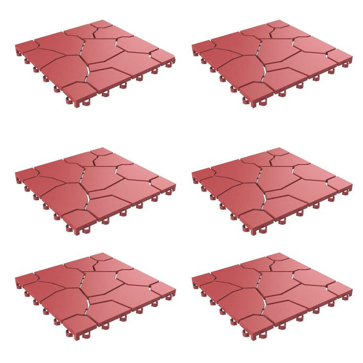 Pure Garden, Patio and Deck Tiles, Polypropylene, Brick Red, 6 Pack