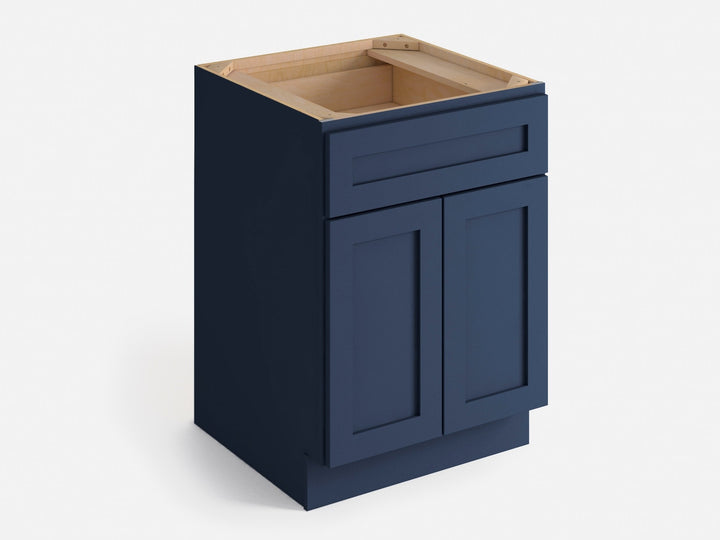 Valleywood Cabinetry 27-in W x 34.5-in H x 24-in D Marine Blue Birch 1-Drawer Base Ready To Assemble Plywood Cabinet (Flat Panel Shaker Style)