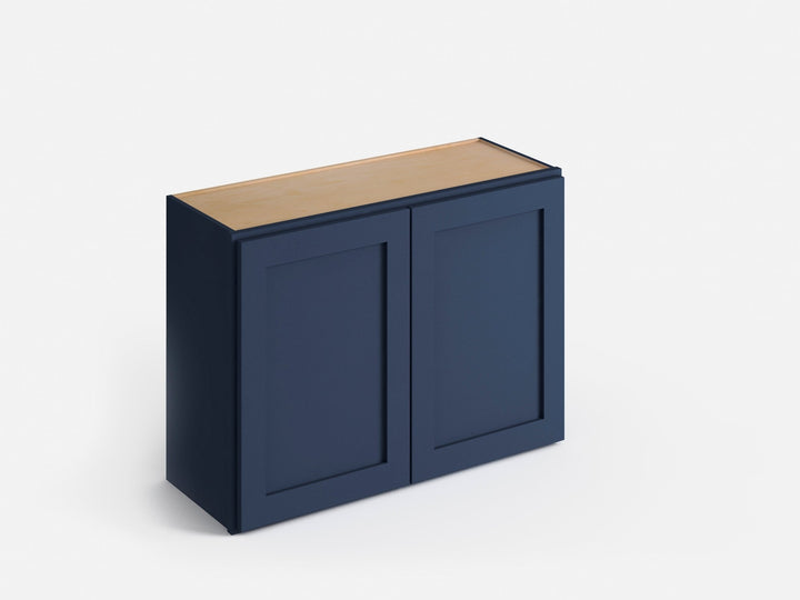 Valleywood Cabinetry 36-in W x 24-in H x 12-in D Marine Blue Birch Wall Ready To Assemble Plywood Cabinet (Flat Panel Shaker Door Style)