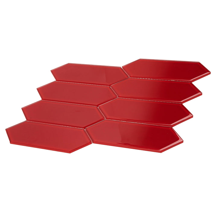Giorbello Picket Hexagon Ruby Red 3-in x 9-in Glossy Glass Subway Wall Tile (5.8-sq. ft/ Carton)