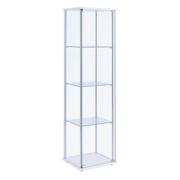 Benzara Contemporary/Modern Clear and White Metal Curio Cabinet