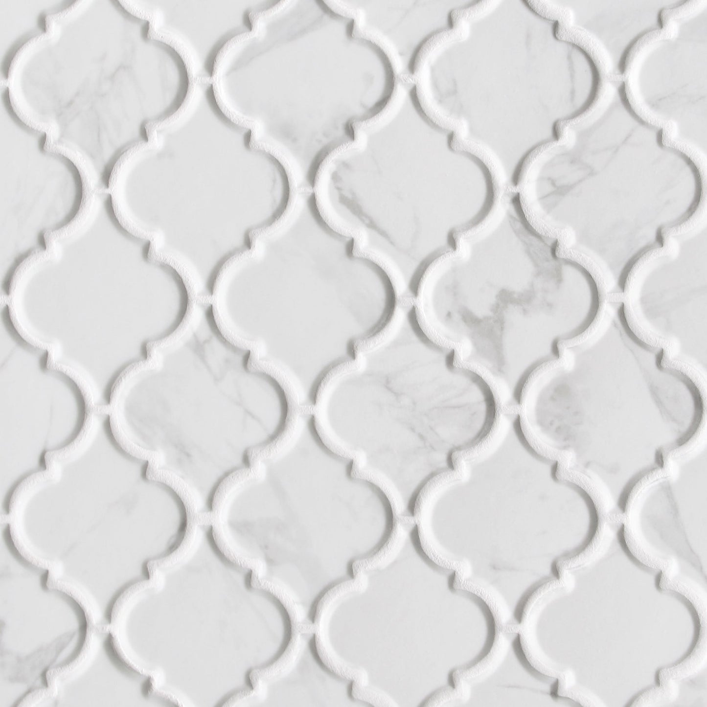 SUNWINGS Lantern Carrara White 9-in x 12-in Matte Recycled glass Marble look Arabesque Mosaic Floor and Wall Tile product image