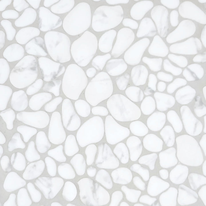 SUNWINGS White Calacatta 10-in x 10-in Matte Recycled glass Marble look Pebble Mosaic Floor and Wall Tile product image