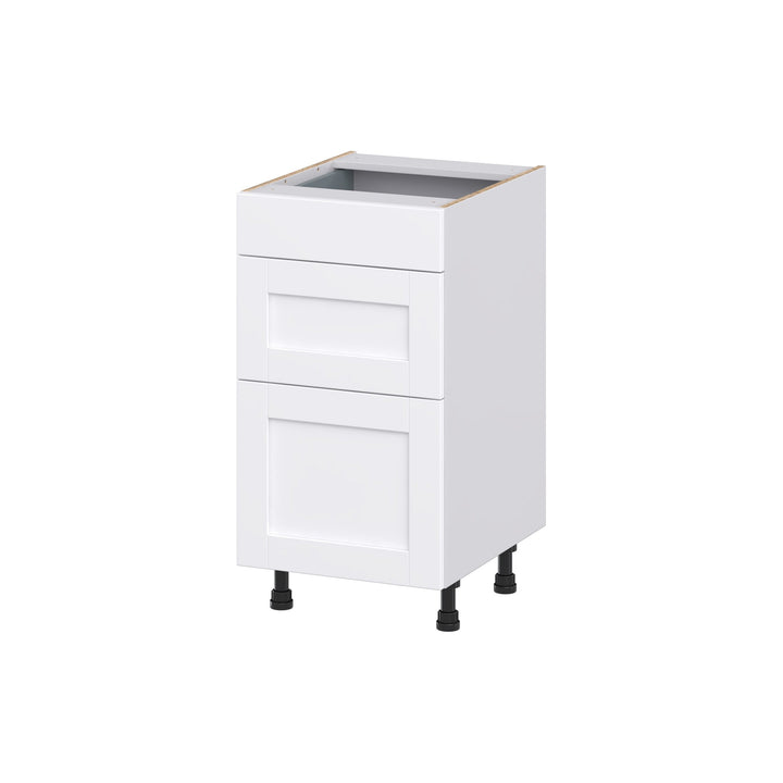 Hugo&Borg Rosemont 18-in W x 34.5-in H x 21-in D Glacier White 3-Drawer Base Fully Assembled Cabinet (Recessed Panel Style)