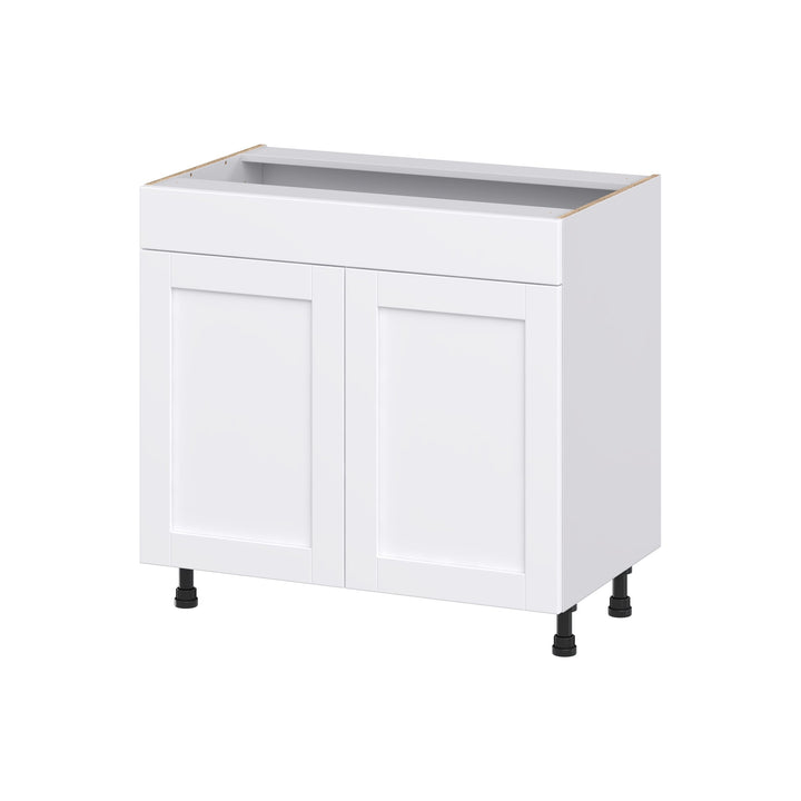 Hugo&Borg Rosemont 36-in W x 34.5-in H x 21-in D Glacier White Sink Base Fully Assembled Cabinet (Recessed Panel Shaker Style)