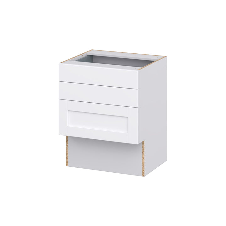 Hugo&Borg Rosemont 24-in W x 30-in H x 21-in D Glacier White 3-Drawer Base Fully Assembled Cabinet (Recessed Panel Style)