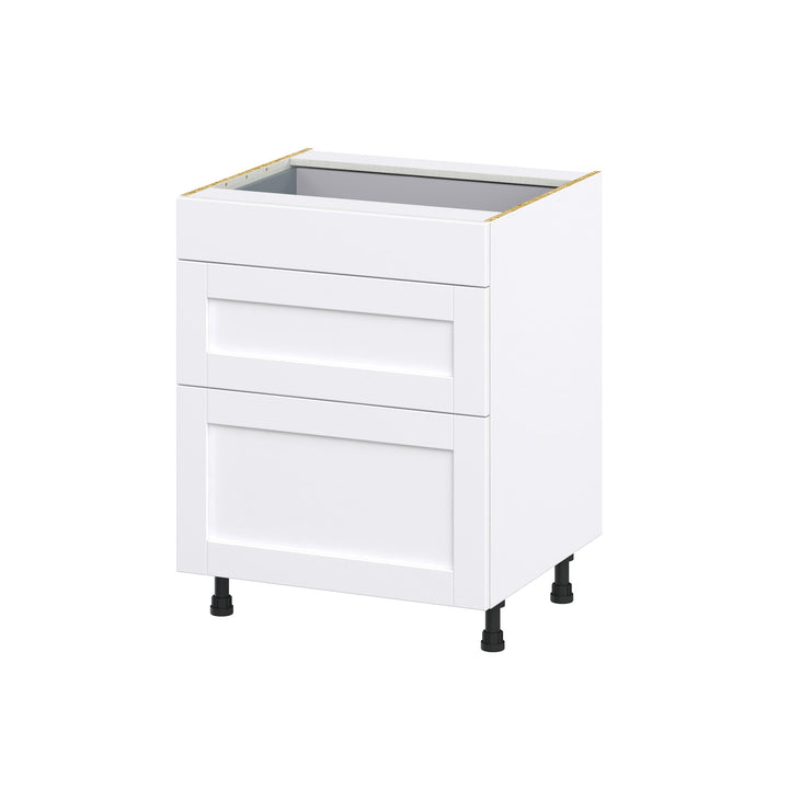 Hugo&Borg Rosemont 27-in W x 34.5-in H x 24-in D Glacier White 3-Drawer Base Fully Assembled Cabinet (Recessed Panel Style)
