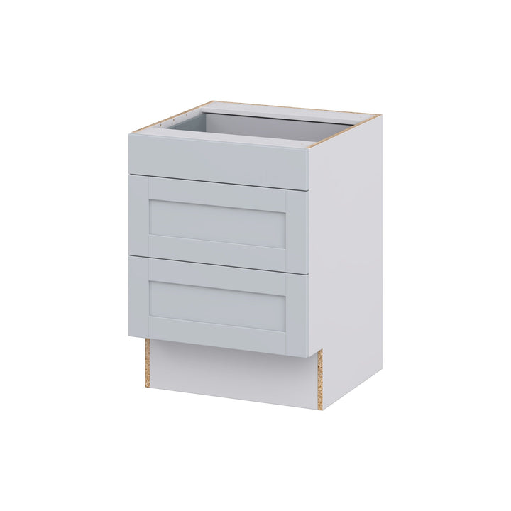 Hugo&Borg Charlesberg 24-in W x 32.5-in H x 24-in D Gray 3-Drawer Base Fully Assembled Cabinet (Recessed Panel Style)