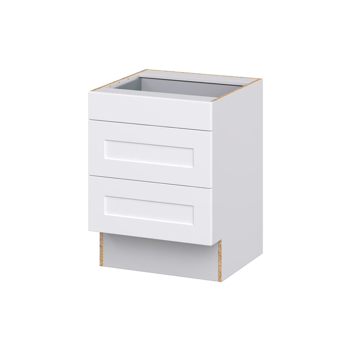 Hugo&Borg 24-in W x 32.5-in H x 24-in D Warm White 3-Drawer Base Fully Assembled Cabinet (Recessed Panel Style)