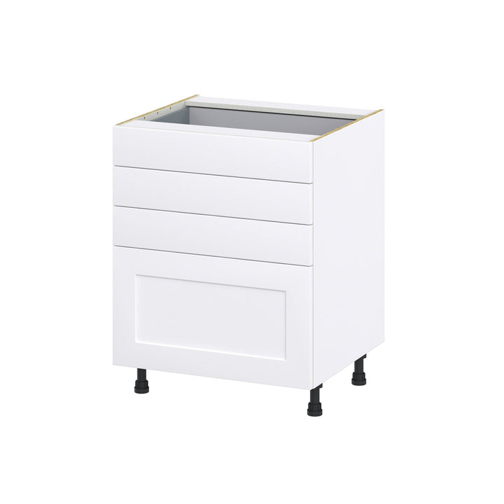 Hugo&Borg Jolie 27-in W x 34.5-in H x 24-in D Warm White 4-Drawer Base Fully Assembled Cabinet (Recessed Panel Style)