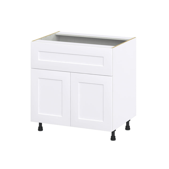 Hugo&Borg Jolie 33-in W x 34.5-in H x 25-in D Warm White 1-Drawer Base Fully Assembled Cabinet (Recessed Panel Shaker Style)