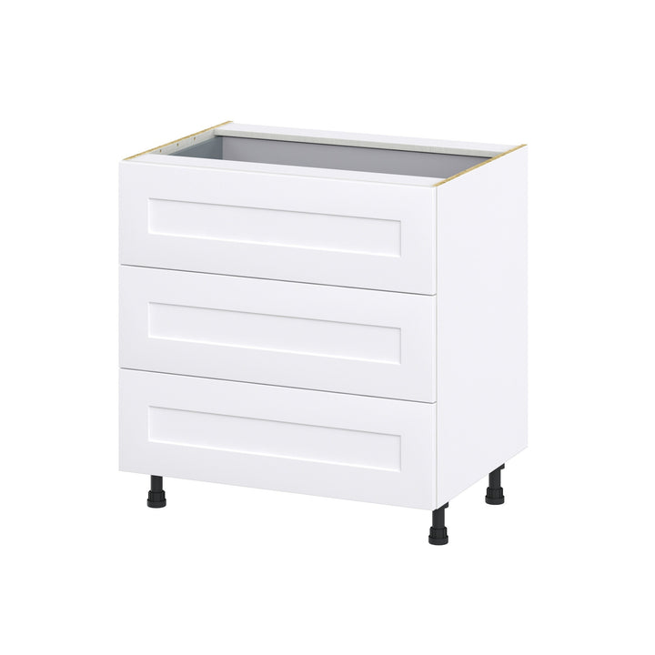 Hugo&Borg Jolie 33-in W x 34.5-in H x 24-in D Warm White 4-Drawer Base Fully Assembled Cabinet (Recessed Panel Style)