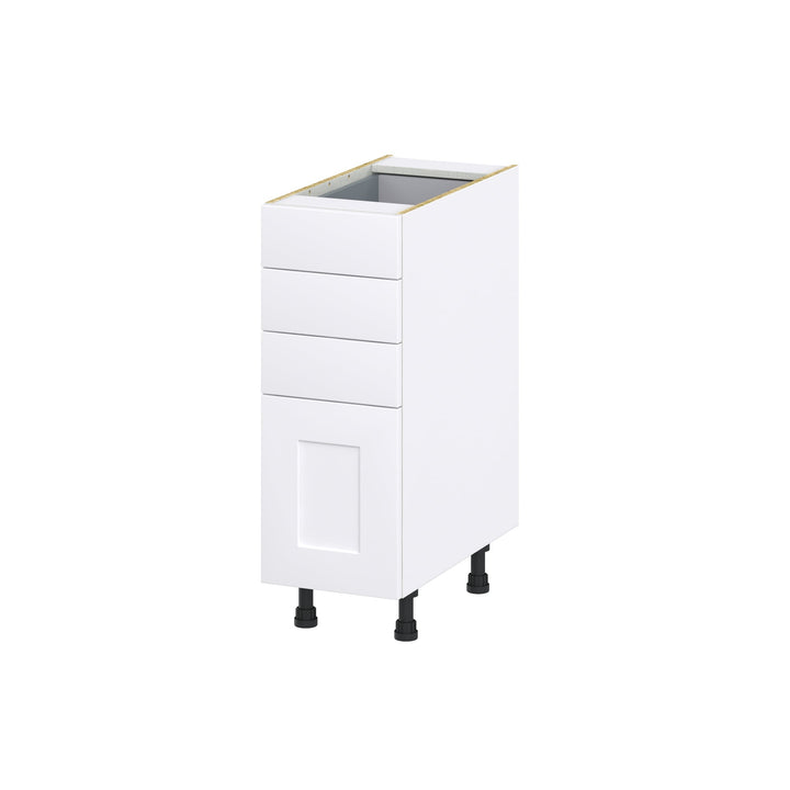 Hugo&Borg Jolie 12-in W x 34.5-in H x 24-in D Warm White 4-Drawer Base Fully Assembled Cabinet (Recessed Panel Style)