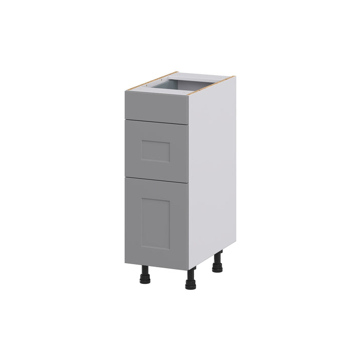 Hugo&Borg Beaumont 12-in W x 34.5-in H x 21-in D Slate Gray 3-Drawer Base Fully Assembled Cabinet (Recessed Panel Style)