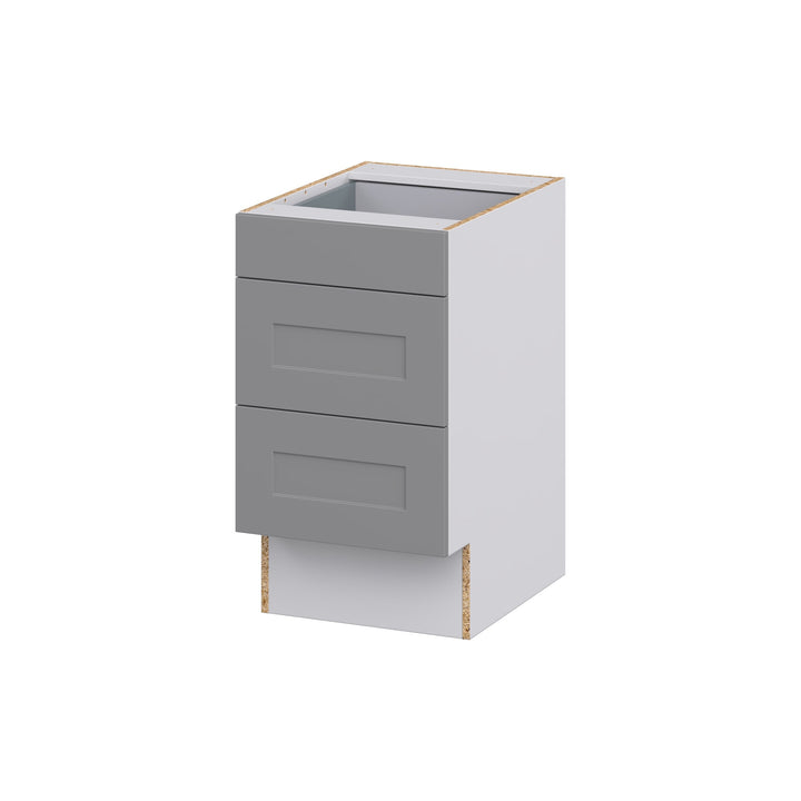 Hugo&Borg Beaumont 18-in W x 32.5-in H x 24-in D Slate Gray 3-Drawer Base Fully Assembled Cabinet (Recessed Panel Style)