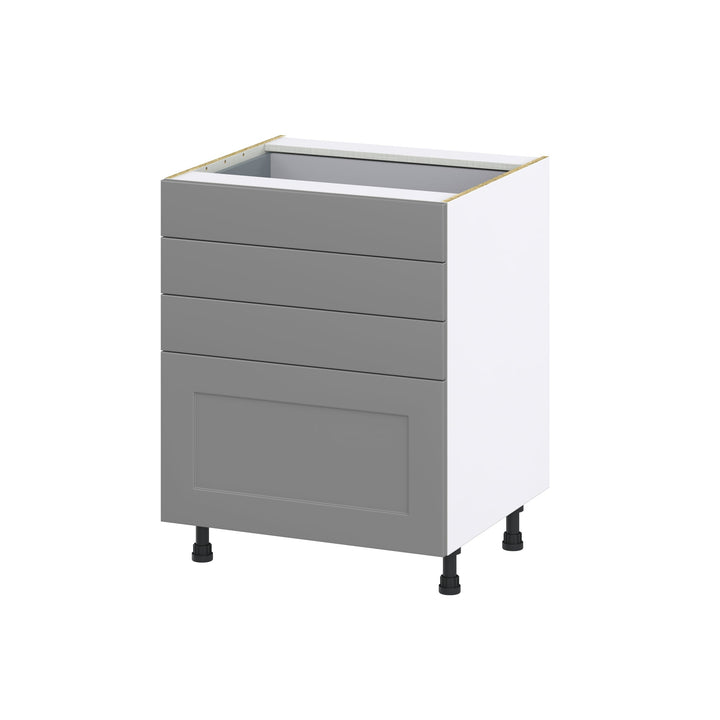 Hugo&Borg Beaumont 27-in W x 34.5-in H x 24-in D Slate Gray 4-Drawer Base Fully Assembled Cabinet (Recessed Panel Style)