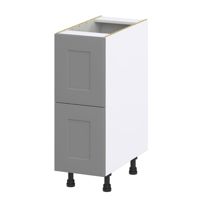 Hugo&Borg Beaumont 12-in W x 34.5-in H x 24-in D Slate Gray 2-Drawer Base Fully Assembled Cabinet (Recessed Panel Style)