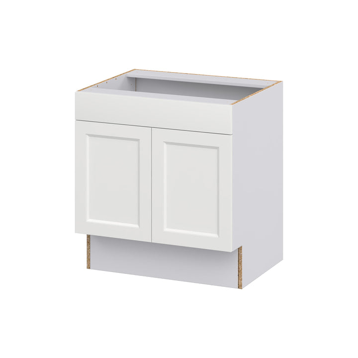 Hugo&Borg Riviera 30-in W x 32.5-in H x 24-in D Bright White Sink Base Fully Assembled Cabinet (Recessed Panel Shaker Style)