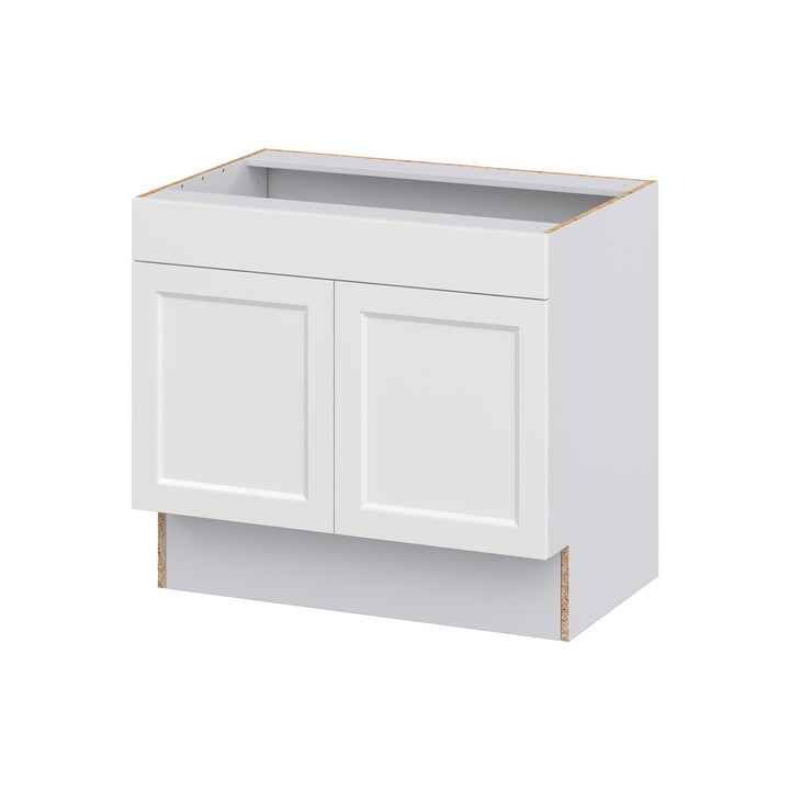 Hugo&Borg Riviera 36-in W x 32.5-in H x 24-in D Bright White Sink Base Fully Assembled Cabinet (Recessed Panel Shaker Style)
