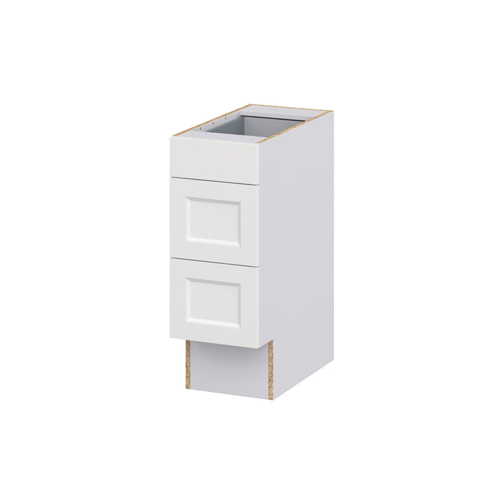 Hugo&Borg Riviera 12-in W x 32.5-in H x 24-in D Bright White 3-Drawer Base Fully Assembled Cabinet (Recessed Panel Style)