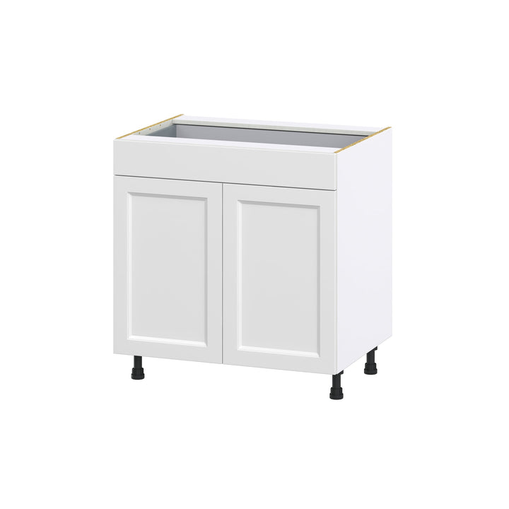 Hugo&Borg Riviera 33-in W x 34.5-in H x 24-in D Bright White 1-Drawer Base Fully Assembled Cabinet (Recessed Panel Shaker Style)