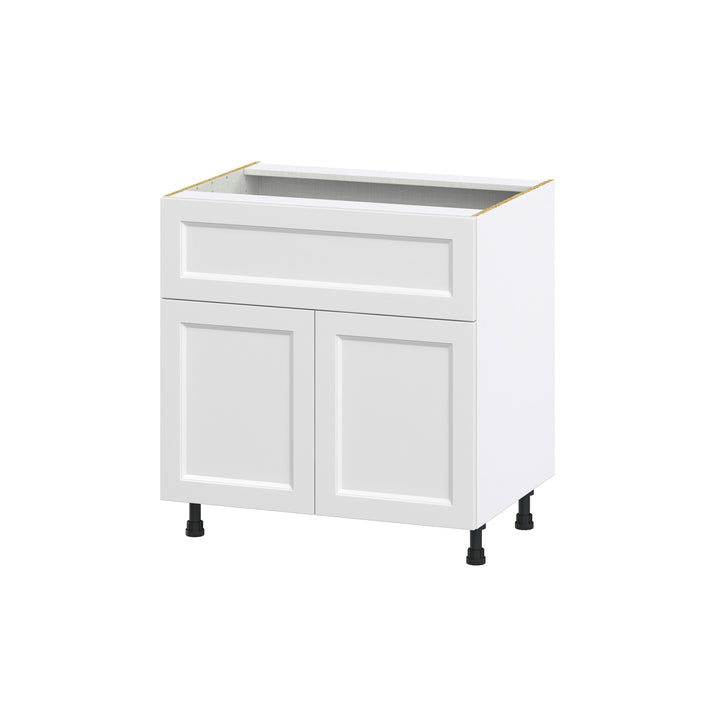 Hugo&Borg Riviera 33-in W x 34.5-in H x 25-in D Bright White 1-Drawer Base Fully Assembled Cabinet (Recessed Panel Shaker Style)