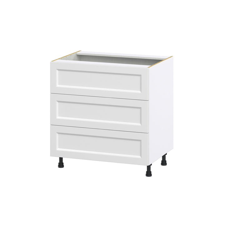 Hugo&Borg Riviera 33-in W x 34.5-in H x 24-in D Bright White 3-Drawer Base Fully Assembled Cabinet (Recessed Panel Style)
