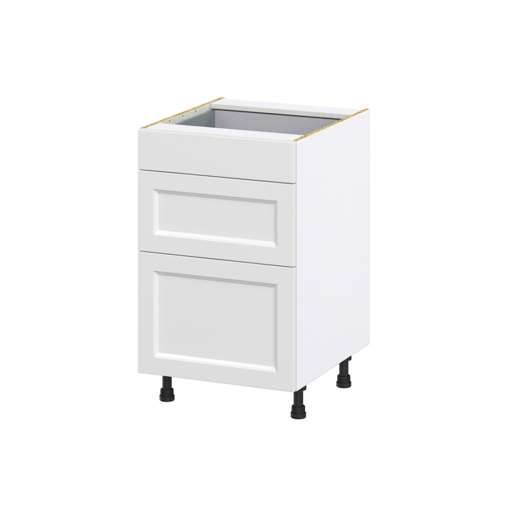 Hugo&Borg Riviera 21-in W x 34.5-in H x 24-in D Bright White 3-Drawer Base Fully Assembled Cabinet (Recessed Panel Style)