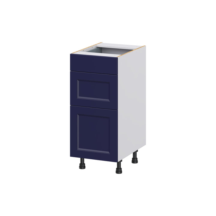Hugo&Borg Lorette 15-in W x 34.5-in H x 21-in D Navy Blue 3-Drawer Base Fully Assembled Cabinet (Recessed Panel Style)