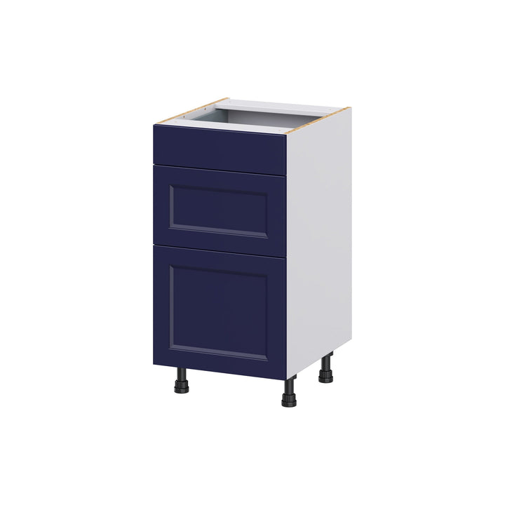 Hugo&Borg Lorette 18-in W x 34.5-in H x 21-in D Navy Blue 3-Drawer Base Fully Assembled Cabinet (Recessed Panel Style)
