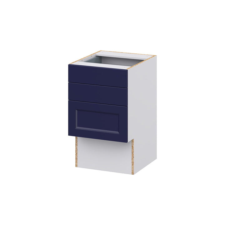 Hugo&Borg Lorette 18-in W x 30-in H x 21-in D Navy Blue 3-Drawer Base Fully Assembled Cabinet (Recessed Panel Style)