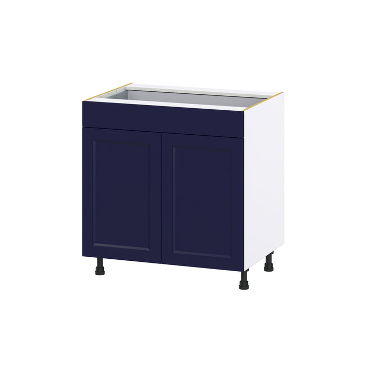 Hugo&Borg Lorette 33-in W x 34.5-in H x 24-in D Navy Blue 1-Drawer Base Fully Assembled Cabinet (Recessed Panel Shaker Style)