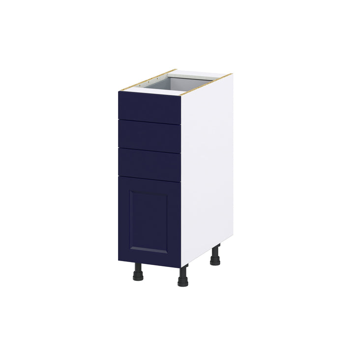 Hugo&Borg Lorette 12-in W x 34.5-in H x 24-in D Navy Blue 4-Drawer Base Fully Assembled Cabinet (Recessed Panel Style)