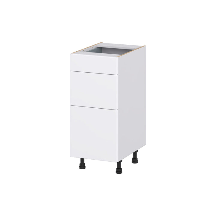 Hugo&Borg Lasalle 15-in W x 34.5-in H x 21-in D Bright White Slab 3-Drawer Base Fully Assembled Cabinet (Flat Panel Style)