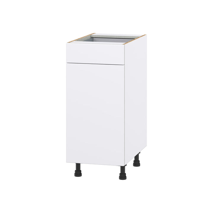 Hugo&Borg Lasalle 15-in W x 34.5-in H x 24-in D Bright White Slab 1-Drawer Base Fully Assembled Cabinet (Flat Panel Slab Style)