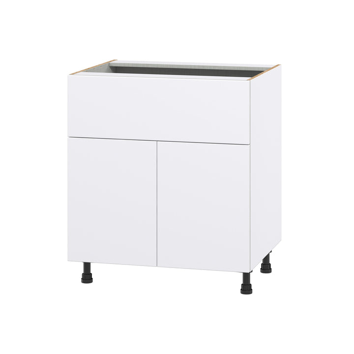 Hugo&Borg Lasalle 30-in W x 34.5-in H x 24-in D Bright White Slab 1-Drawer Base Fully Assembled Cabinet (Flat Panel Slab Style)