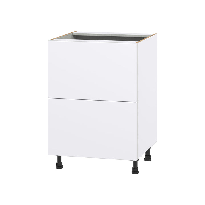 Hugo&Borg Lasalle 24-in W x 34.5-in H x 24-in D Bright White Slab 2-Drawer Base Fully Assembled Cabinet (Flat Panel Style)