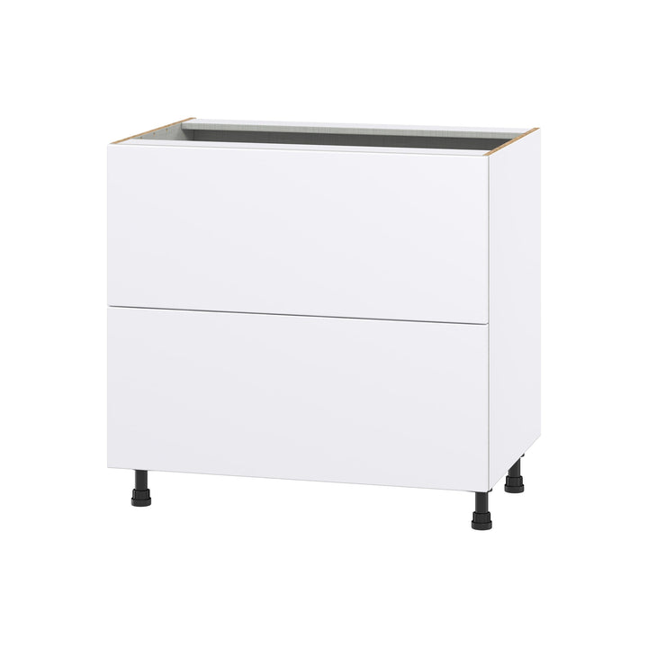 Hugo&Borg Lasalle 36-in W x 34.5-in H x 24-in D Bright White Slab 2-Drawer Base Fully Assembled Cabinet (Flat Panel Style)