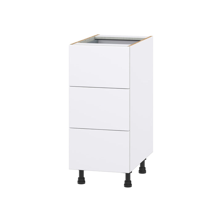 Hugo&Borg Lasalle 15-in W x 34.5-in H x 24-in D Bright White Slab 4-Drawer Base Fully Assembled Cabinet (Flat Panel Style)