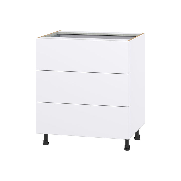 Hugo&Borg Lasalle 30-in W x 34.5-in H x 24-in D Bright White Slab 4-Drawer Base Fully Assembled Cabinet (Flat Panel Style)