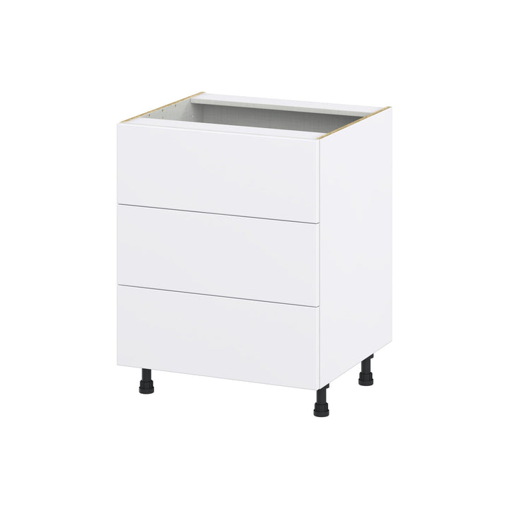 Hugo&Borg Lasalle 27-in W x 34.5-in H x 24-in D Bright White Slab 3-Drawer Base Fully Assembled Cabinet (Flat Panel Style)