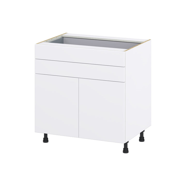 Hugo&Borg Lasalle 33-in W x 34.5-in H x 24-in D Bright White Slab 2-Drawers Base Fully Assembled Cabinet (Flat Panel Slab Style)