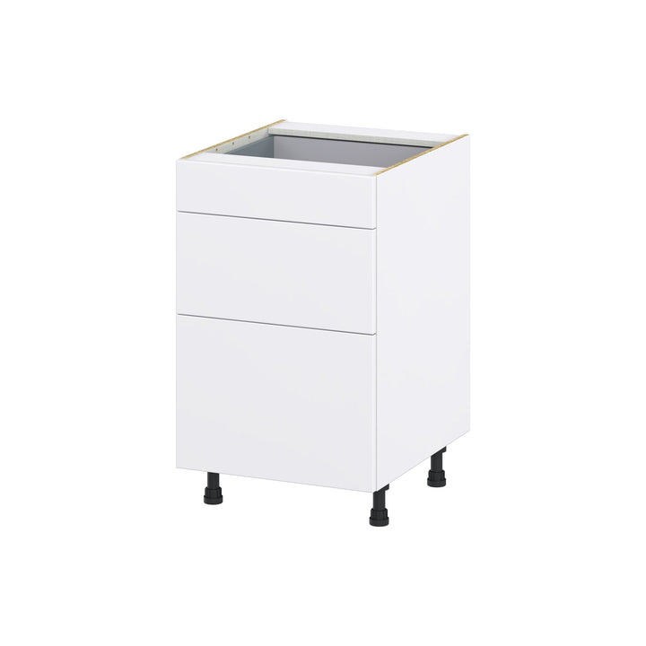 Hugo&Borg Lasalle 21-in W x 34.5-in H x 24-in D Bright White Slab 3-Drawer Base Fully Assembled Cabinet (Flat Panel Style)