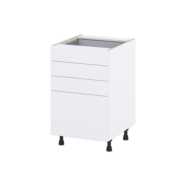 Hugo&Borg Lasalle 21-in W x 34.5-in H x 24-in D Bright White Slab 4-Drawer Base Fully Assembled Cabinet (Flat Panel Style)